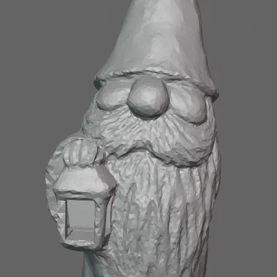 Tượng chú lùn Gnome giữ đèn 3D độc đáo trang trí sân vườn