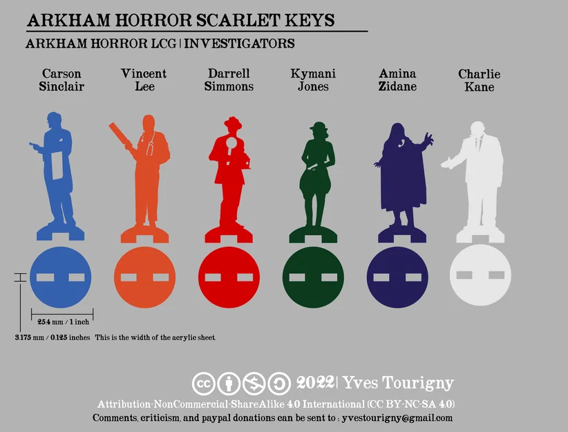 Standees Investigator Arkham Horror LCG (The Scarlet Keys) – SVG to STL - Image 1