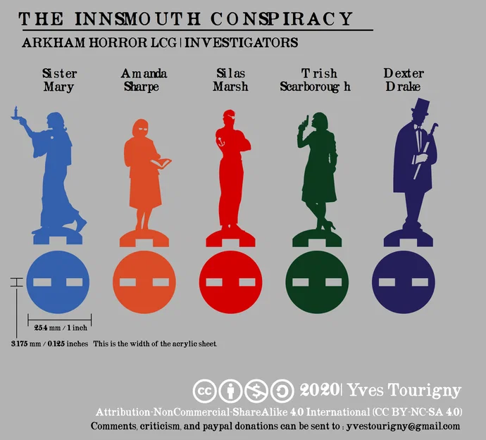 Standees Investigator Arkham Horror LCG (Innsmouth Conspiracy) – SVG to STL - Image 1