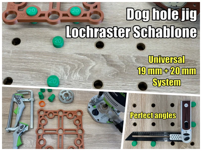 Jig Dog Hole / Lochraster Schablone – Mẫu phay lưới lỗ 19/20 mm - Image 1