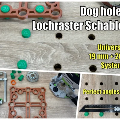 Jig Dog Hole / Lochraster Schablone – Mẫu phay lưới lỗ 19/20 mm