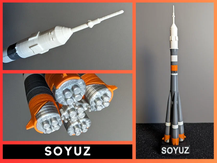 SOYUZ – Model tên lửa Nga tỉ lệ 1:200 (STL) dễ in, dễ lắp - Image 1