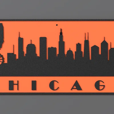 Mẫu in 3D tranh treo tường Skyline Chicago độc đáo và nghệ thuật