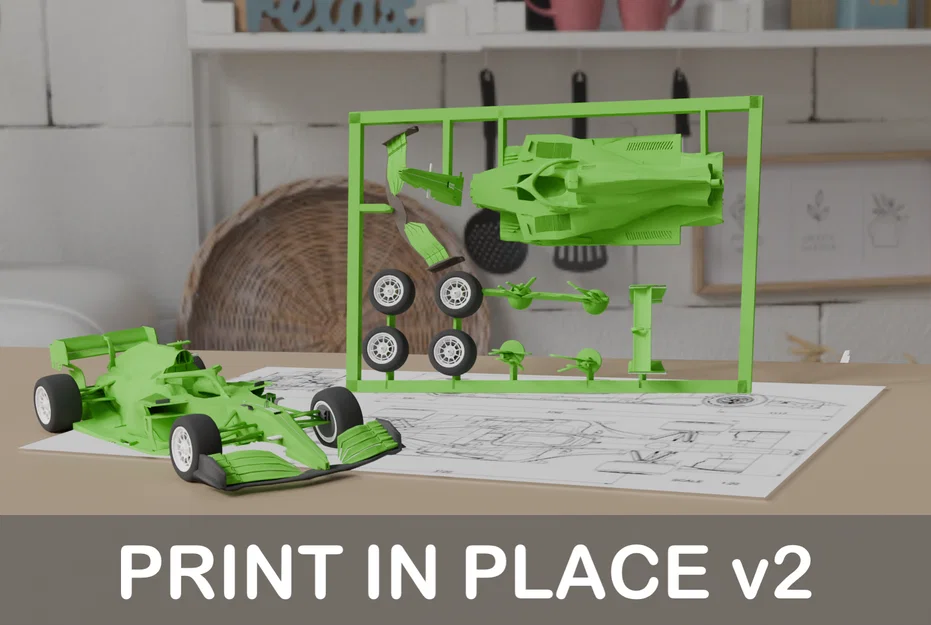 Mô hình xe đua công thức 1 - Formula One Car Kit Card v2 in 3D - Image 1
