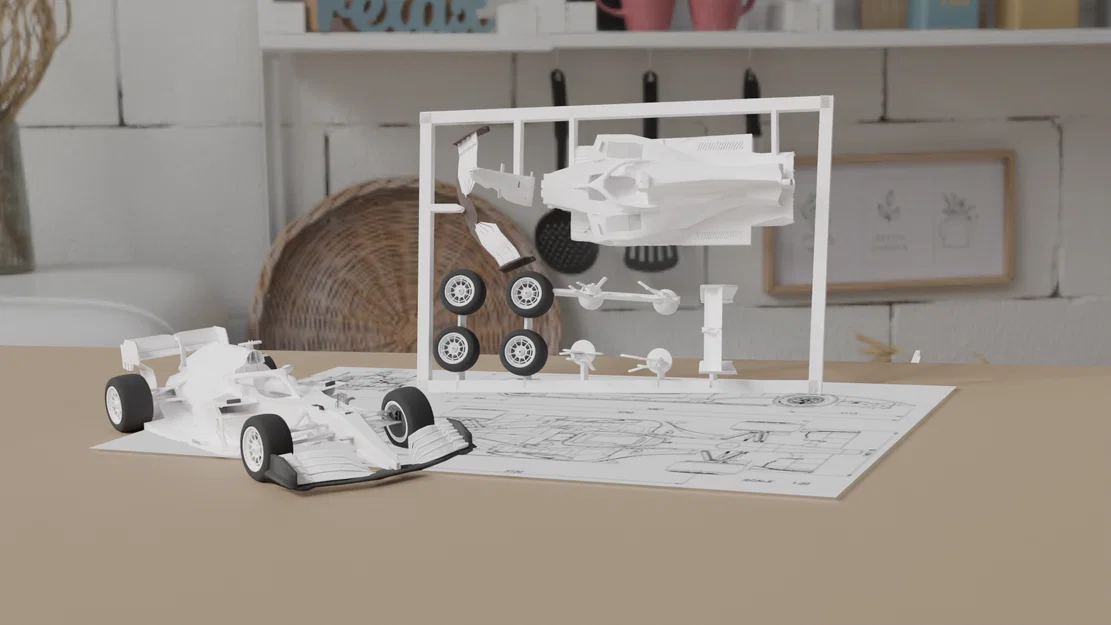 Mô hình xe đua công thức 1 - Formula One Car Kit Card v2 in 3D - Image 3