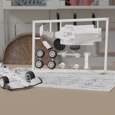 Mô hình xe đua công thức 1 - Formula One Car Kit Card v2 in 3D