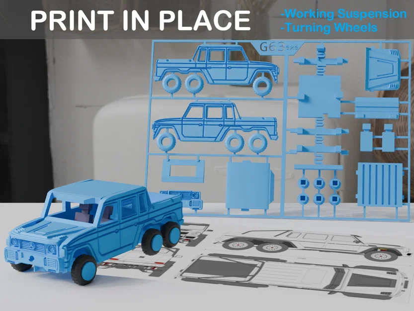 Mô hình xe G63 6x6 Kit Card in 3D với hệ thống treo hoạt động - Image 1