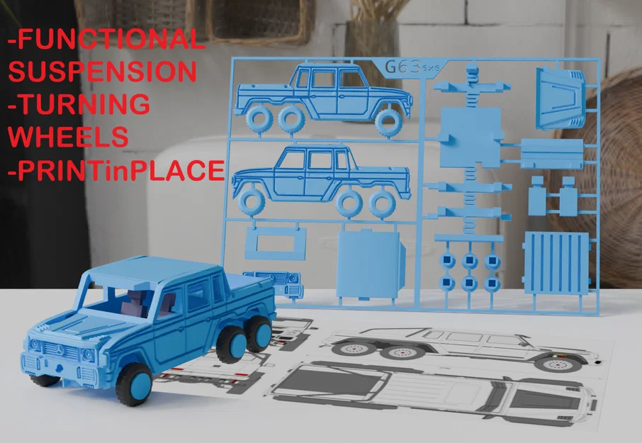 Mô hình xe G63 6x6 Kit Card in 3D với hệ thống treo hoạt động - Image 2