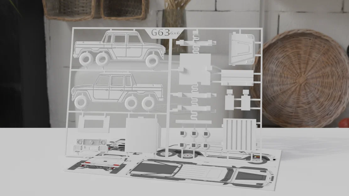 Mô hình xe G63 6x6 Kit Card in 3D với hệ thống treo hoạt động - Image 3