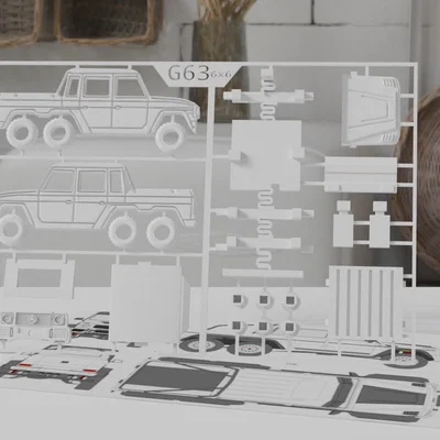 Mô hình xe G63 6x6 Kit Card in 3D với hệ thống treo hoạt động