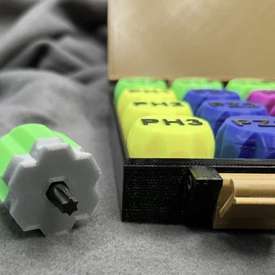 Khay sắp xếp hex bit kèm hộp đựng – Tự thêm nhãn bằng PrusaSlicer