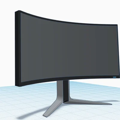 Mô hình màn hình máy tính cong trang trí bàn làm việc 3D