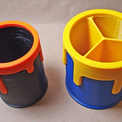 Mẫu in 3D Drippy Bucket: Cốc cắm bút phong cách nhựa chảy đầy sáng tạo