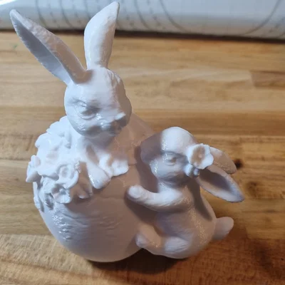 Mô hình 3D trang trí Lễ Phục sinh hai chú thỏ và trứng