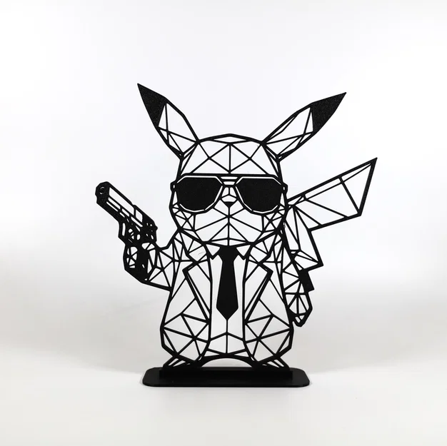 Geometric Low Poly Agent Pikachu – Pikachu Đặc Vụ Low Poly Hình Học - Image 1