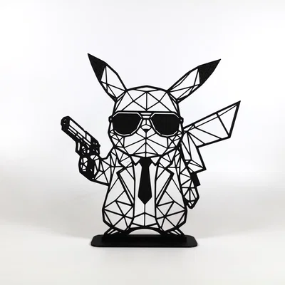 Geometric Low Poly Agent Pikachu – Pikachu Đặc Vụ Low Poly Hình Học