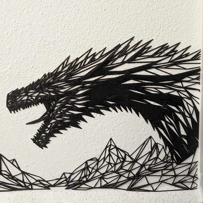 Mô hình trang trí tường đầu rồng (Dragon Wall Art) Low Poly cực chất