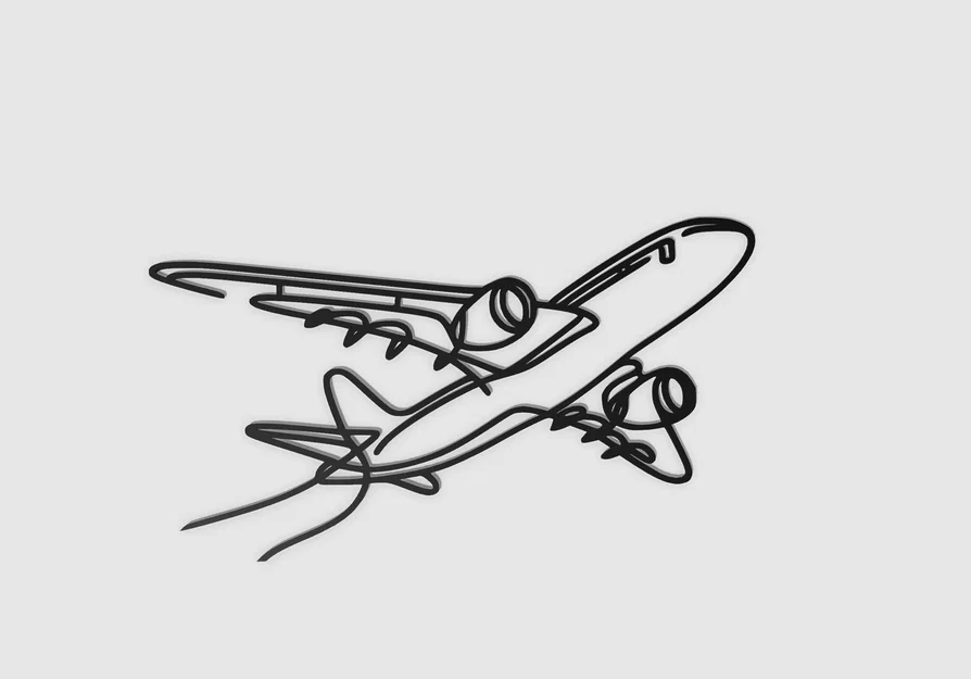 Line Art Trang Trí Tường Máy Bay Thanh Thoát (Sleek Airplane Wall Art Lineart) - Image 1