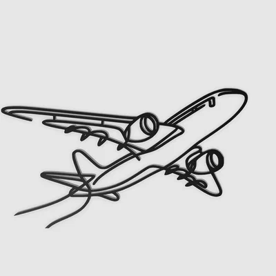 Line Art Trang Trí Tường Máy Bay Thanh Thoát (Sleek Airplane Wall Art Lineart)