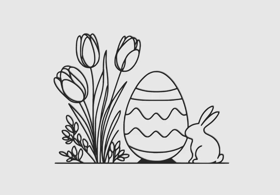 Trang trí tường Easter Line Art - Image 1