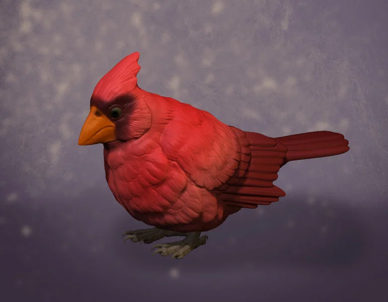 Tượng Chim Cardinal Bông Xù (Fluffy Cardinal Statue) - Image 1