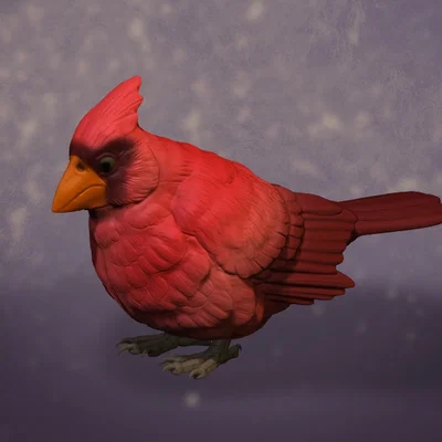 Tượng Chim Cardinal Bông Xù (Fluffy Cardinal Statue)