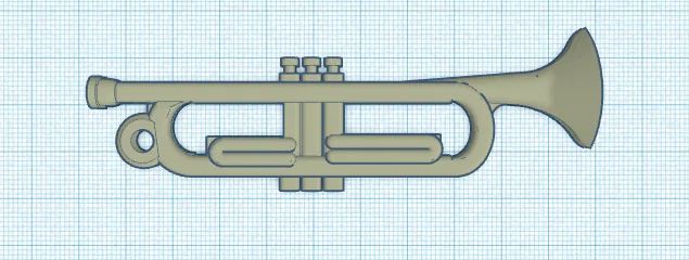 Móc khóa hình chiếc kèn Trumpet nhỏ gọn - File in 3D độc đáo - Image 1
