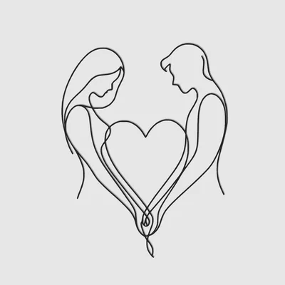 Trang Trí Treo Tường Line Art Cặp Đôi Đang Yêu