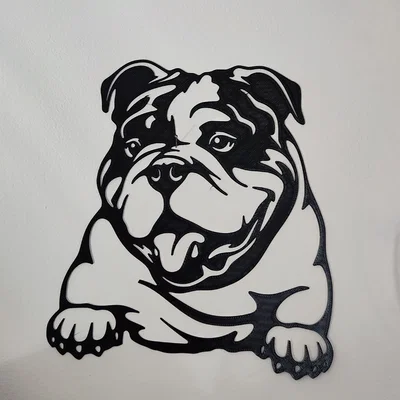 Mẫu tranh treo tường 3D hình chó English Bulldog độc đáo