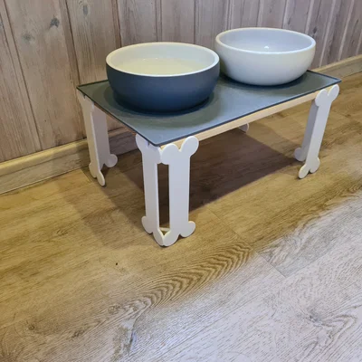 Chân đế kê bát ăn cho chó mèo (mô hình 3D hình xương và cá)