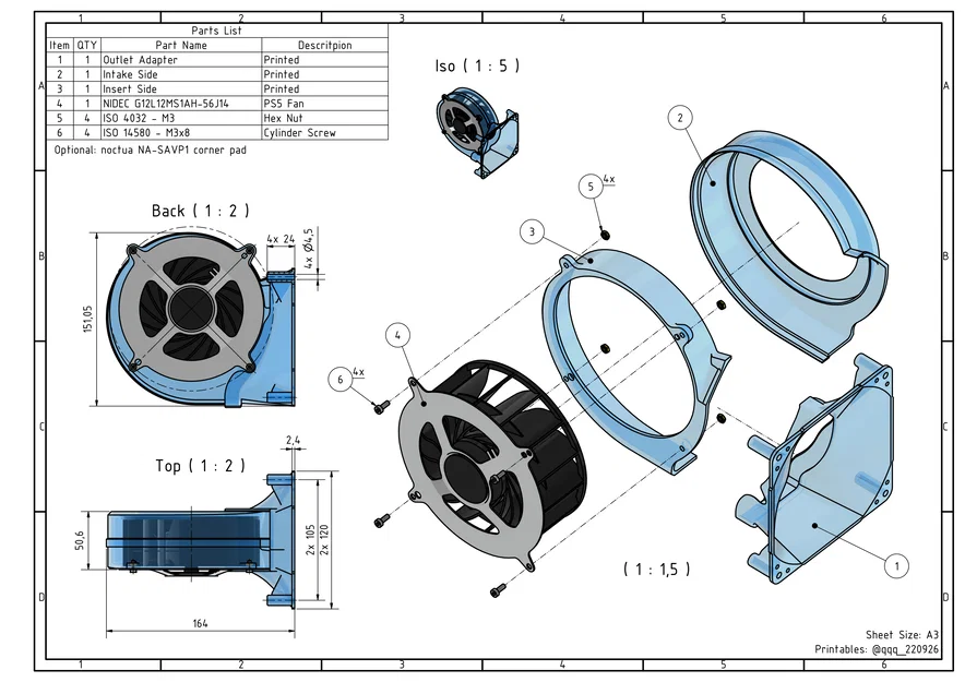 Vỏ Housing Blower cho Quạt PS5 (PS5 Fan Blower Housing) - Image 3