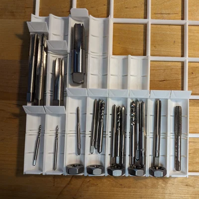 Gridfinity Modular Bit Organizer – Khay mô-đun sắp xếp mũi khoan/taro