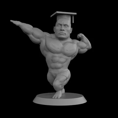 Mô hình The Rock đội mũ tốt nghiệp hài hước cho bạn bè