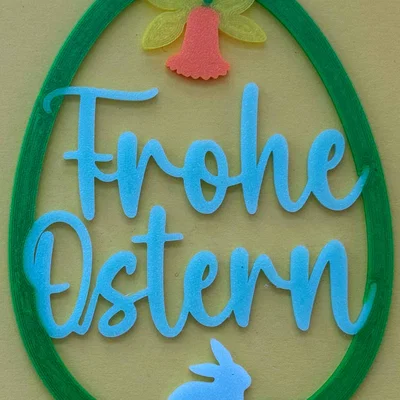 Vật phẩm trang trí 3D hình trứng Phục Sinh đa sắc (Frohe Ostern)