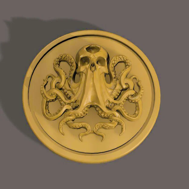 Mô hình đồng xu Đầu lâu Kraken (Skull Kraken Coin) in 3D độc đáo - Image 1