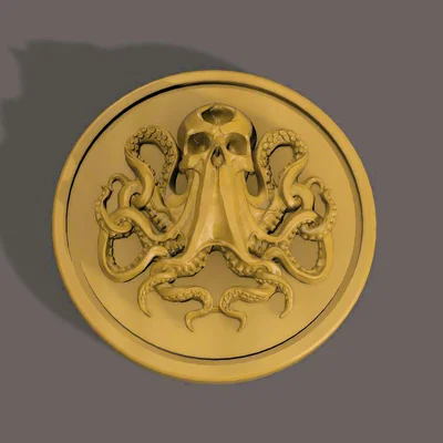 Mô hình đồng xu Đầu lâu Kraken (Skull Kraken Coin) in 3D độc đáo