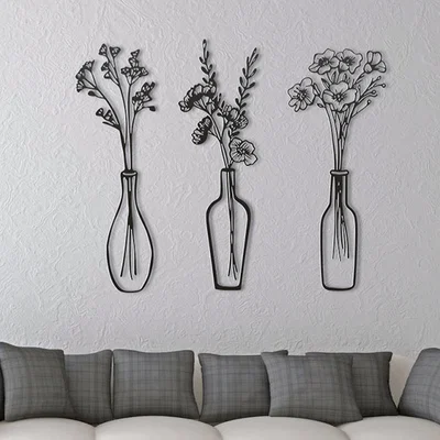 Bộ Ba Tranh Treo Tường Họa Tiết Bình Hoa 3D (Three Flower Vases)