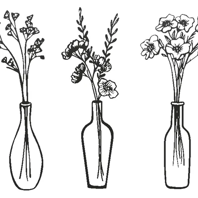 Bộ Ba Tranh Treo Tường Họa Tiết Bình Hoa 3D (Three Flower Vases)