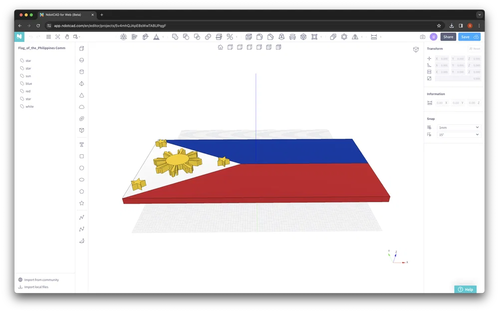 Mô hình 3D lá cờ Philippines sắc nét và dễ in - Image 2