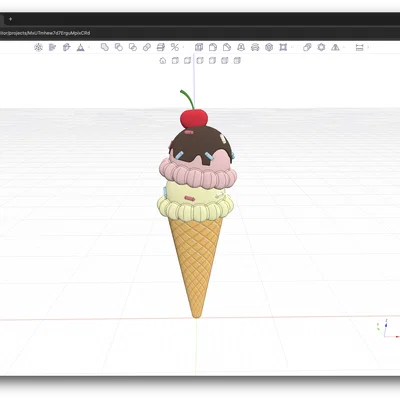 Mô hình kem ốc quế 3D dễ thương - File in 3D cực đẹp