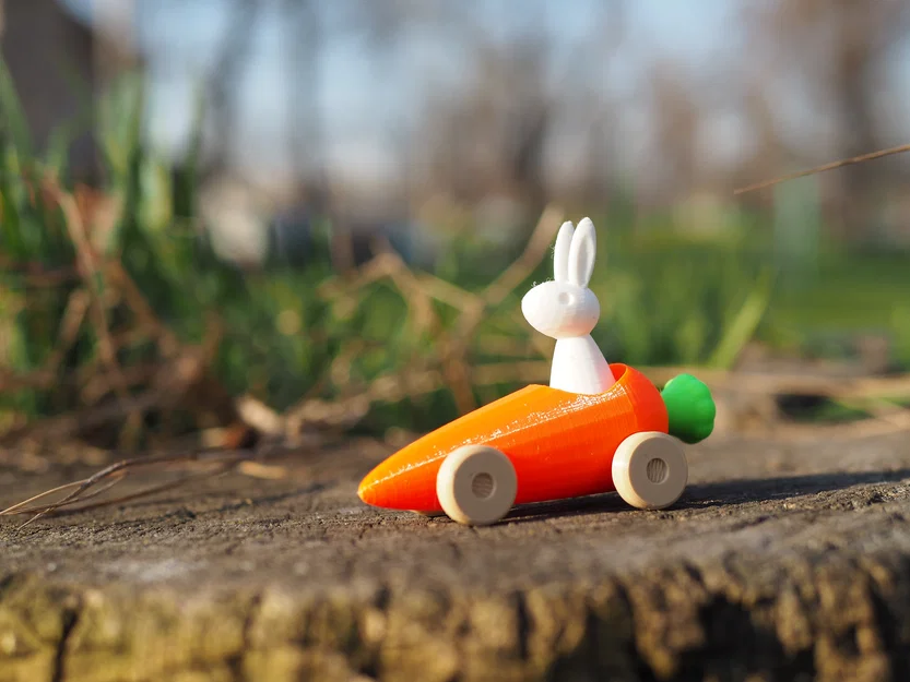 Mô hình 3D Bunny Racer - Chú thỏ lái xe cà rốt siêu dễ thương - Image 1