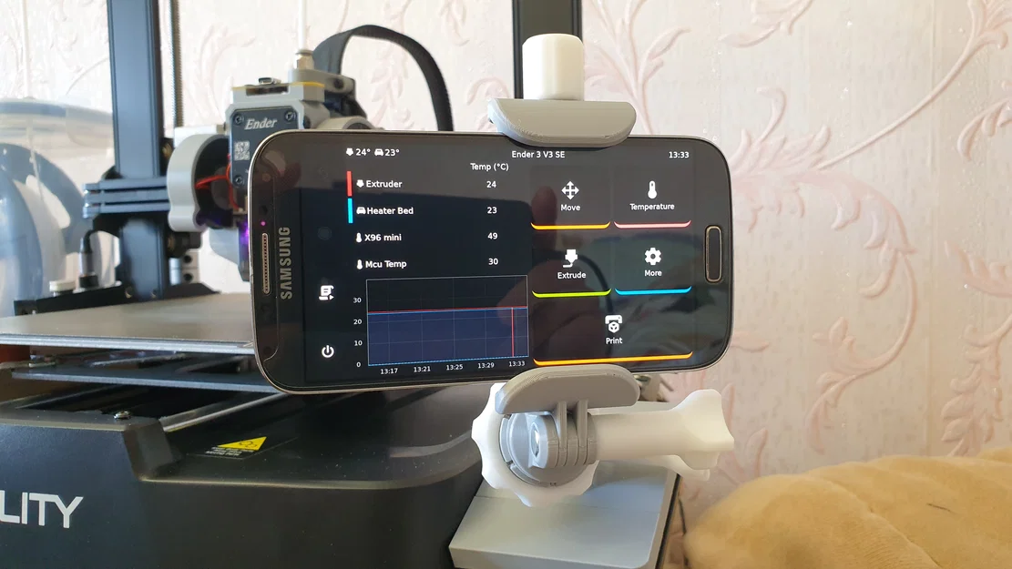 Ender 3 V3 SE - Đế gắn & khớp bi cho điện thoại dùng KlipperScreen - Image 3
