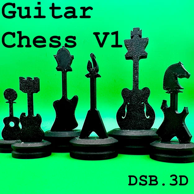 Bộ Quân Cờ Vua Hình Guitar (Guitar Chess Pieces) - Image 1