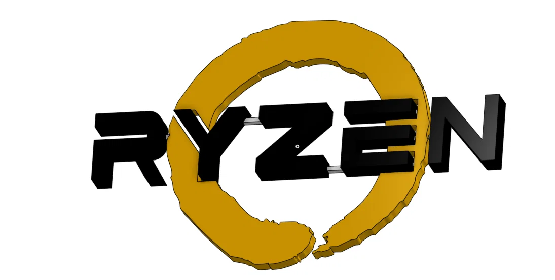 Mô hình logo AMD Ryzen 3D trang trí góc máy tính - Image 1