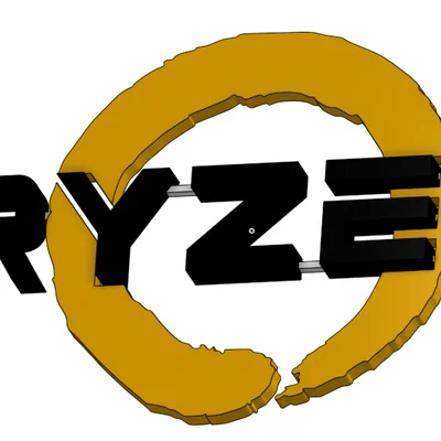 Mô hình logo AMD Ryzen 3D trang trí góc máy tính