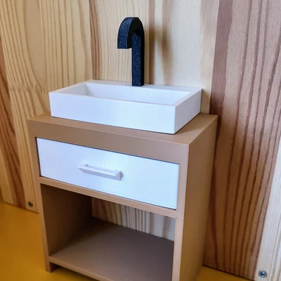 Bồn rửa phòng tắm nhà búp bê (Dollhouse bathroom sink)
