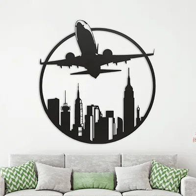 Tranh treo tường 3D nghệ thuật Airplane City trang trí hiện đại