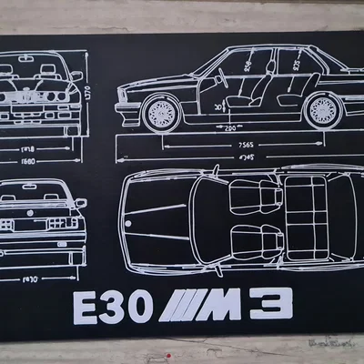 Bản vẽ kỹ thuật 3D trang trí treo tường xe BMW E30 M3 huyền thoại