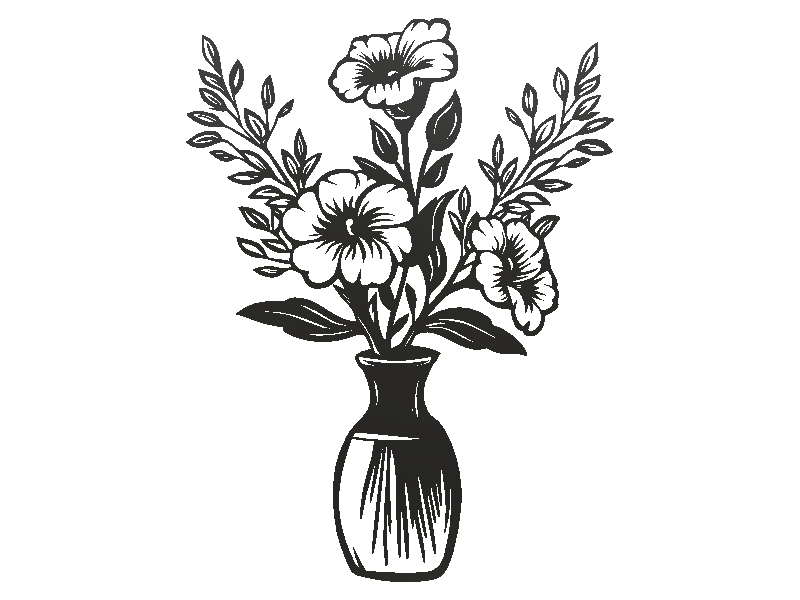 Mẫu in 3D trang trí tường hình bình hoa nghệ thuật (Flowers in a Vase) - Image 2