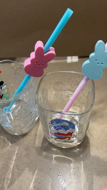 Peep Straw Toppers (Nắp trang trí ống hút hình thỏ Peep) - Image 1